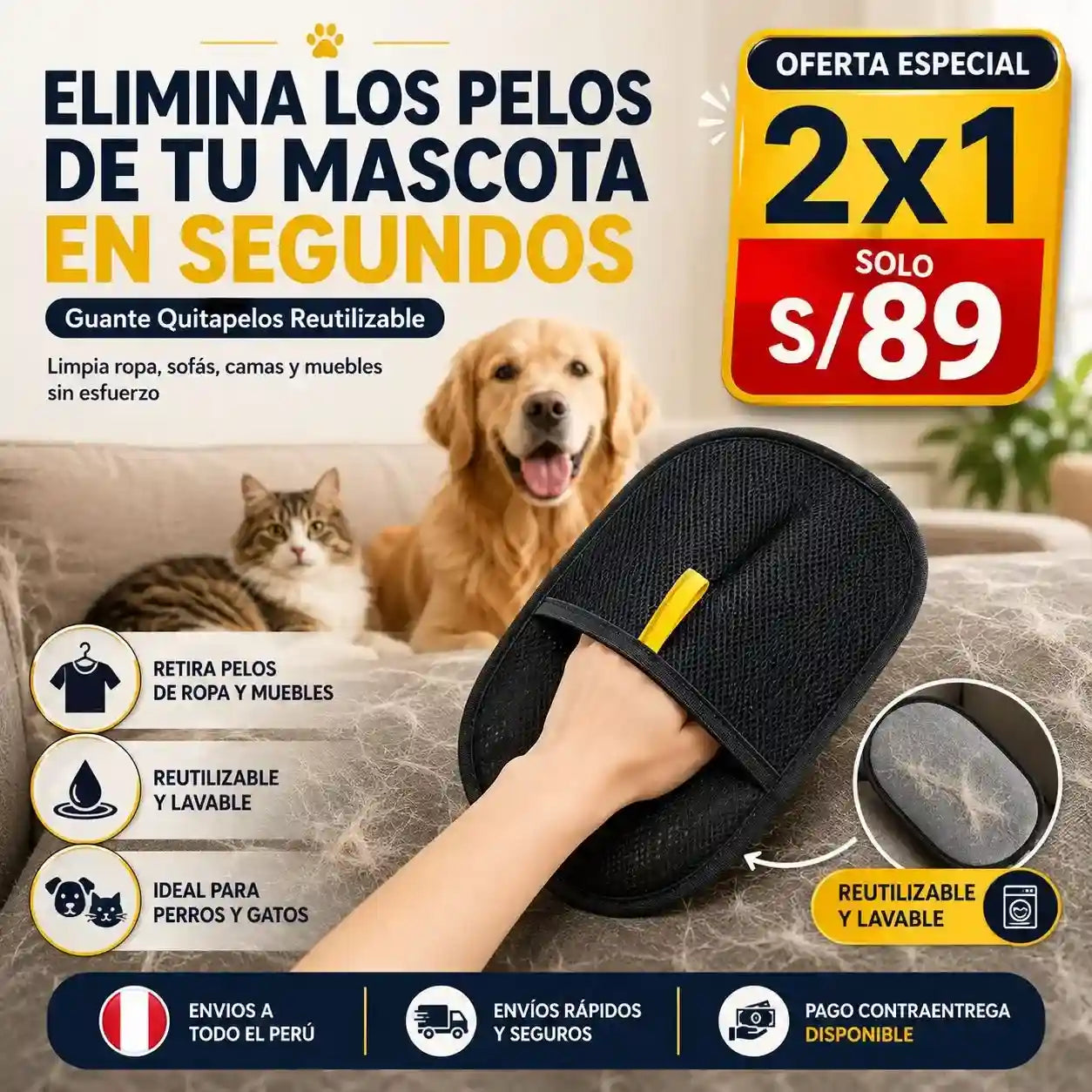 OFERTA 2X1 - GUANTE REMOVEDOR DE PELOS