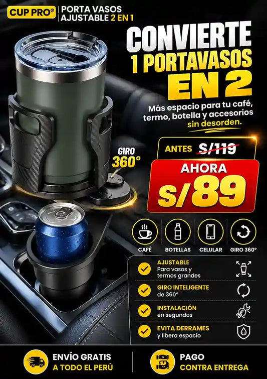 Cup Pro® | Porta Vasos Ajustable 2 en 1