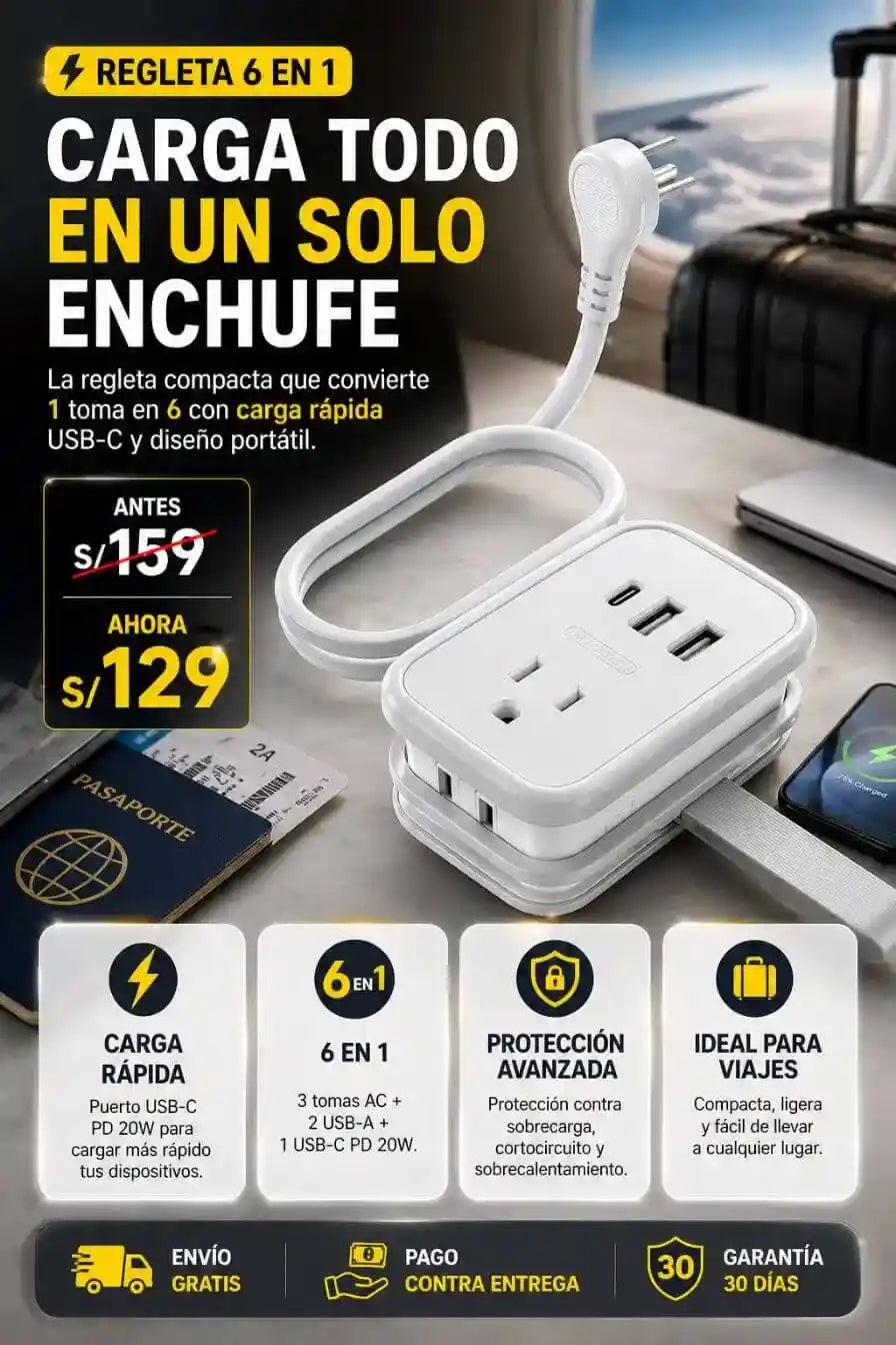 Regleta 6 en 1 de carga Rápida