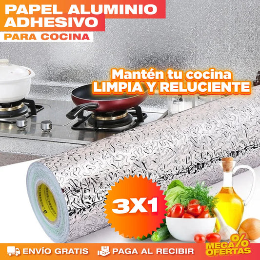 PROMO 3X1 PAPEL ALUMINIO ADHESIVO DE COCINA